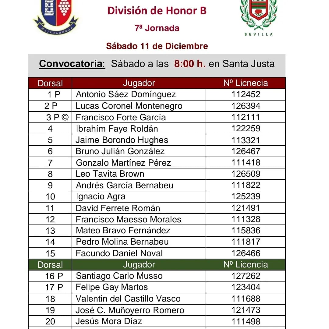 Carugbysevilla's tweet photo. 📰Noticias del partido. Jose Ignacio Moreno ha nombrado la lista de los convocados para el partido de hoy: CAR COANDA vs @rugbymajadahonda
#CarCoanda #NoSomosUnEquipoSOmosClub
#RugbySevillano #RugbyAndaluz #Rugby https://t.co/bXsQupglBU