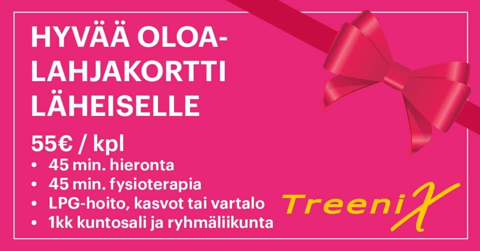 TreenixOy's tweet photo. HALUTUT, AINEETTOMAT JA VARMASTI IHASTUTTAVAT LAHJAKORTIT PUKINKONTTIIN!

Rimpauta meille, lähetä sähköpostia tai tupsahda paikan päälle noutamaan hyvää oloa ja liikuntaelämyksiä läheiselle, työyhteisölle tai itsellesi🎅🏻

Tarjoukset voimassa 23.12.2021 asti.

#joululahjaidea https://t.co/BGYUv04v4D