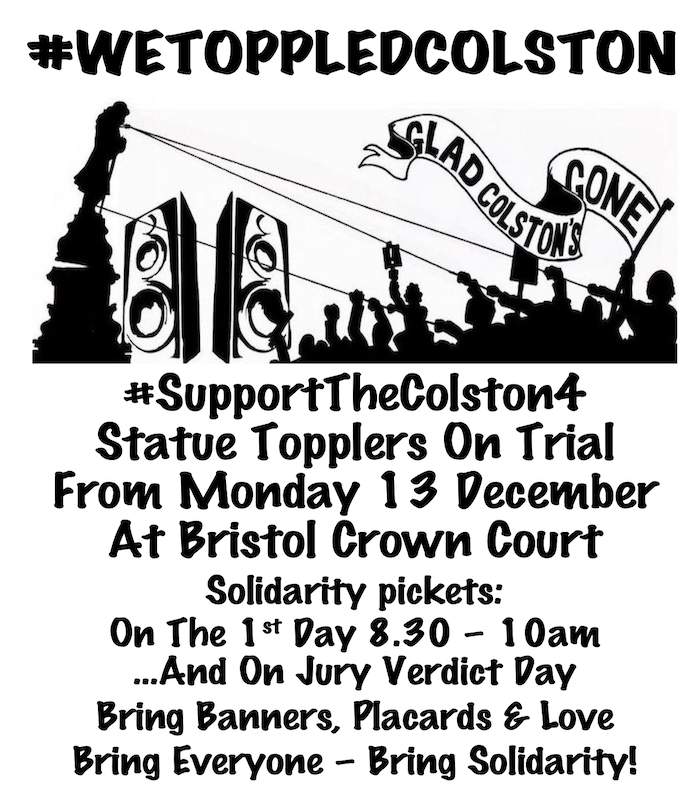 BristolDefenda1's tweet photo. @Ujimaradio Buy the t-shirt (if you can!) - then come to the solidarity protest on Monday to #SupportTheColston4 https://t.co/yqnBa29V4L