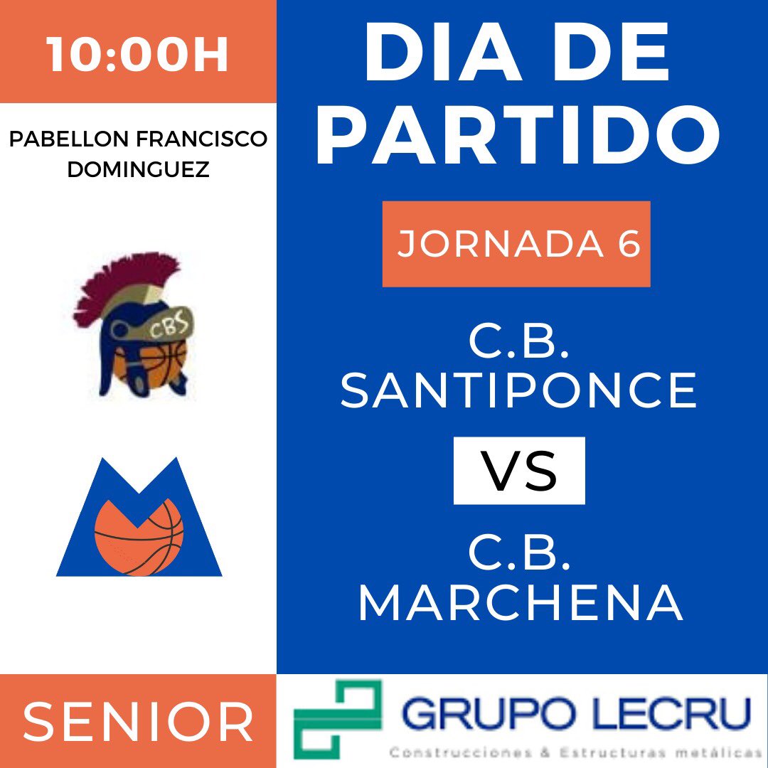 Recordamos que nuestro equipo senior juega el Domingo 12 en Santiponce a las 10:00🏀
¡No faltéis!💪🏽
VAMOS CBM 🔵⚪️