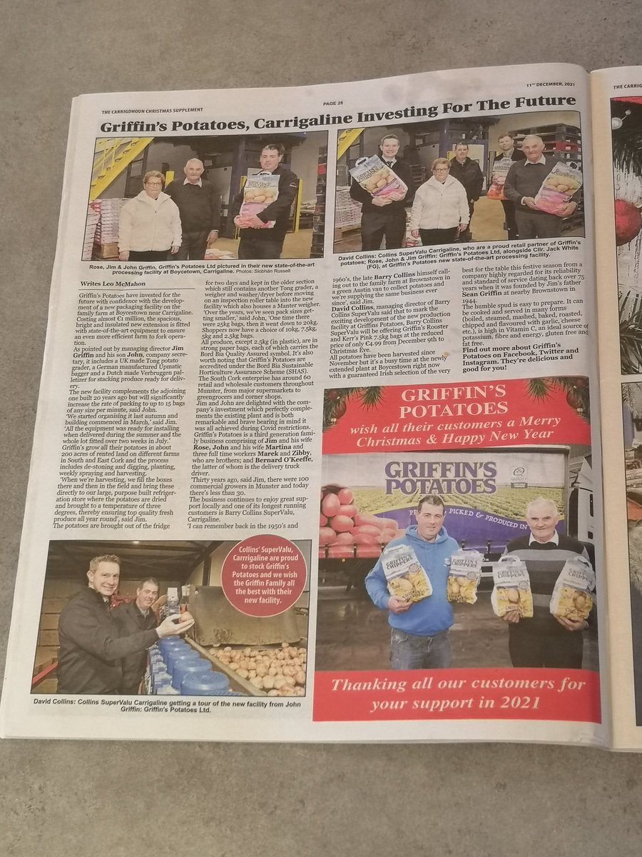 Great article in the Christmas Supplement of this week's Carrigdhoun newspaper, about our recent investment in our packaging area.

Thanks to Jack White of the Carrigdhoun and David Collins of SuperValu Carrigaline for coming to see the facility

<a href="/Carrigdhounnews/">Carrigdhoun Newpaper</a> <a href="/barrycollinsSV/">Barry Collins' SV</a>