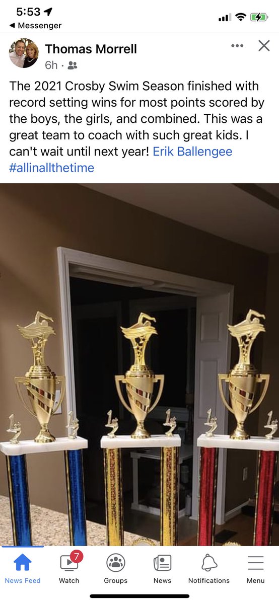 I’m so proud of my husband and his dedication to <a href="/CrosbyMiddle/">Crosby Middle School</a> kids. They set new records in swim last night 🎉 He loves to coach and he is SO good at it! He steps up when no one else will..even if it means getting home SUPER late on a Friday night😴 #allinallthetime