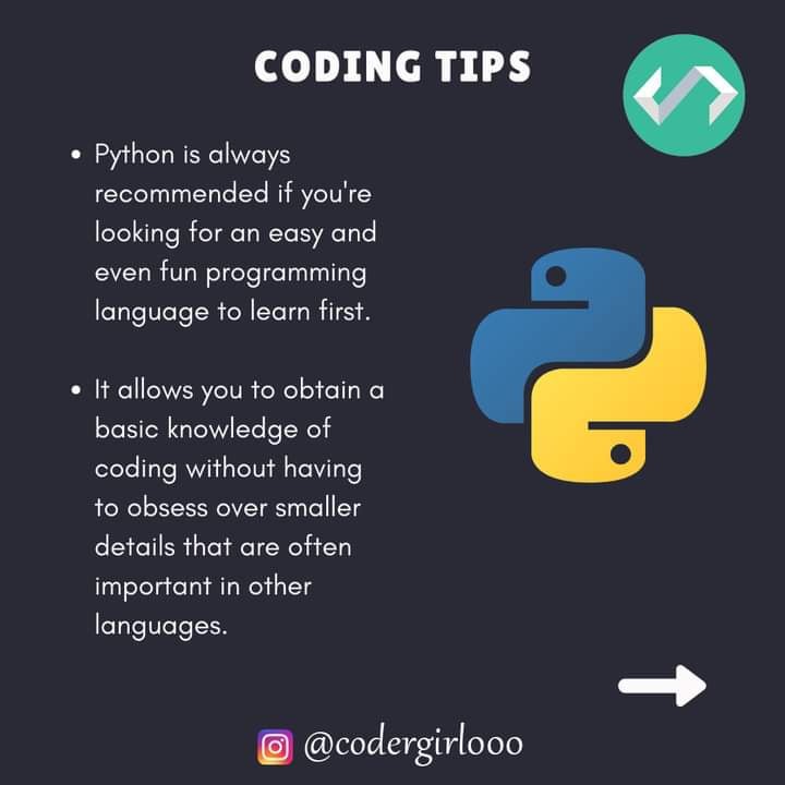 CoderGirl000's tweet image. What programming language to begin with?
.
.
.
#girlcoder #programming #developer #development #coder #coding #computer #internet #java #javascript #python #html #webdevelopment #website #programming #programmer #windows #google #microsoft #learn #free #computerscience #python