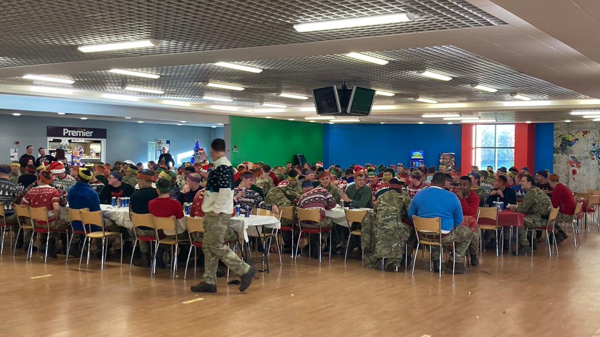 26Sqn_RE's tweet photo. Christmas traditions- Officers and SNCOs serve JNCOs and Sappers Christmas Dinner. Usually includes the odd flying Brussels sprout (at Sergeant Majors). What is your family tradition or memory of one while serving? @32EngrRegt @Proud_Sappers https://t.co/K9HNyymm0T