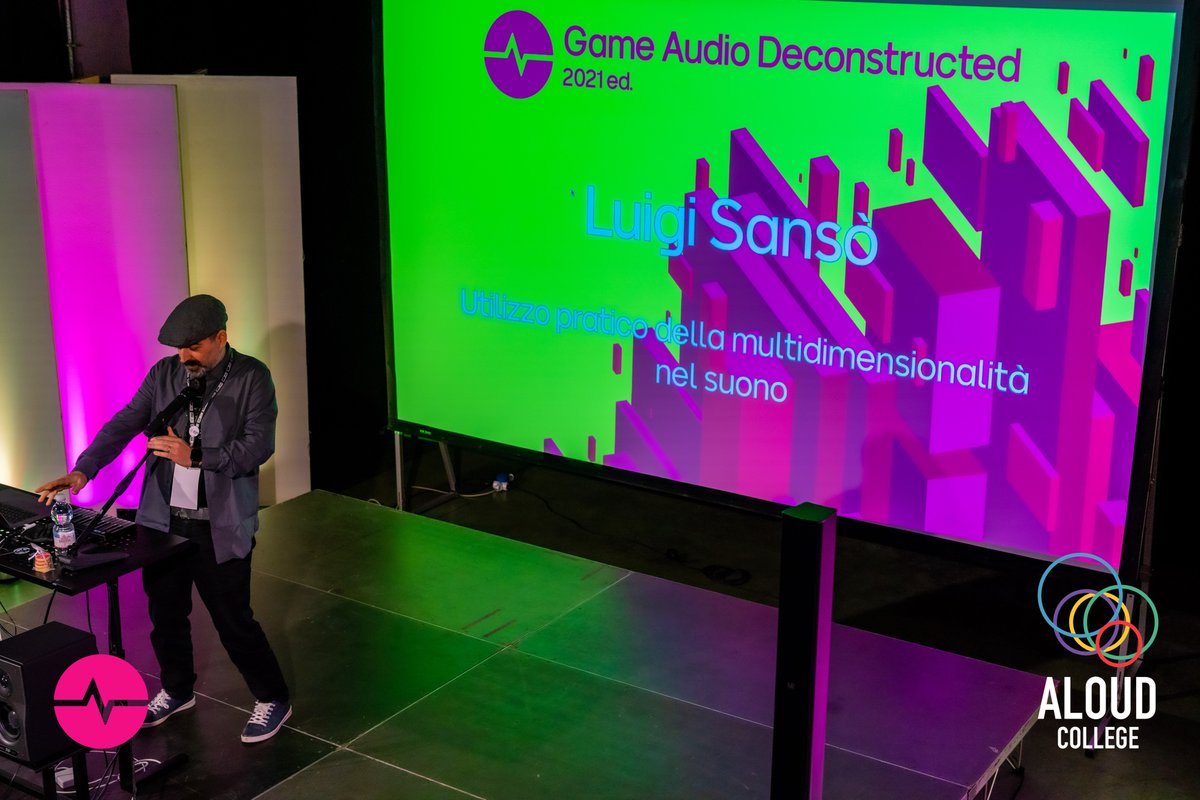 aloudverona's tweet photo. È il momento del nostro amico @luigi_sanso, che ci presenta i risultati degli ultimi anni del suo lavoro di ricerca e sviluppo con la tecnologia #DolbyAtmos e l'uso della multimedialità nel suono.
#GAD2021
#GameAudioDeconstructed
#LaCulturaAlzaLaVoce https://t.co/ZTJRB4tFd9