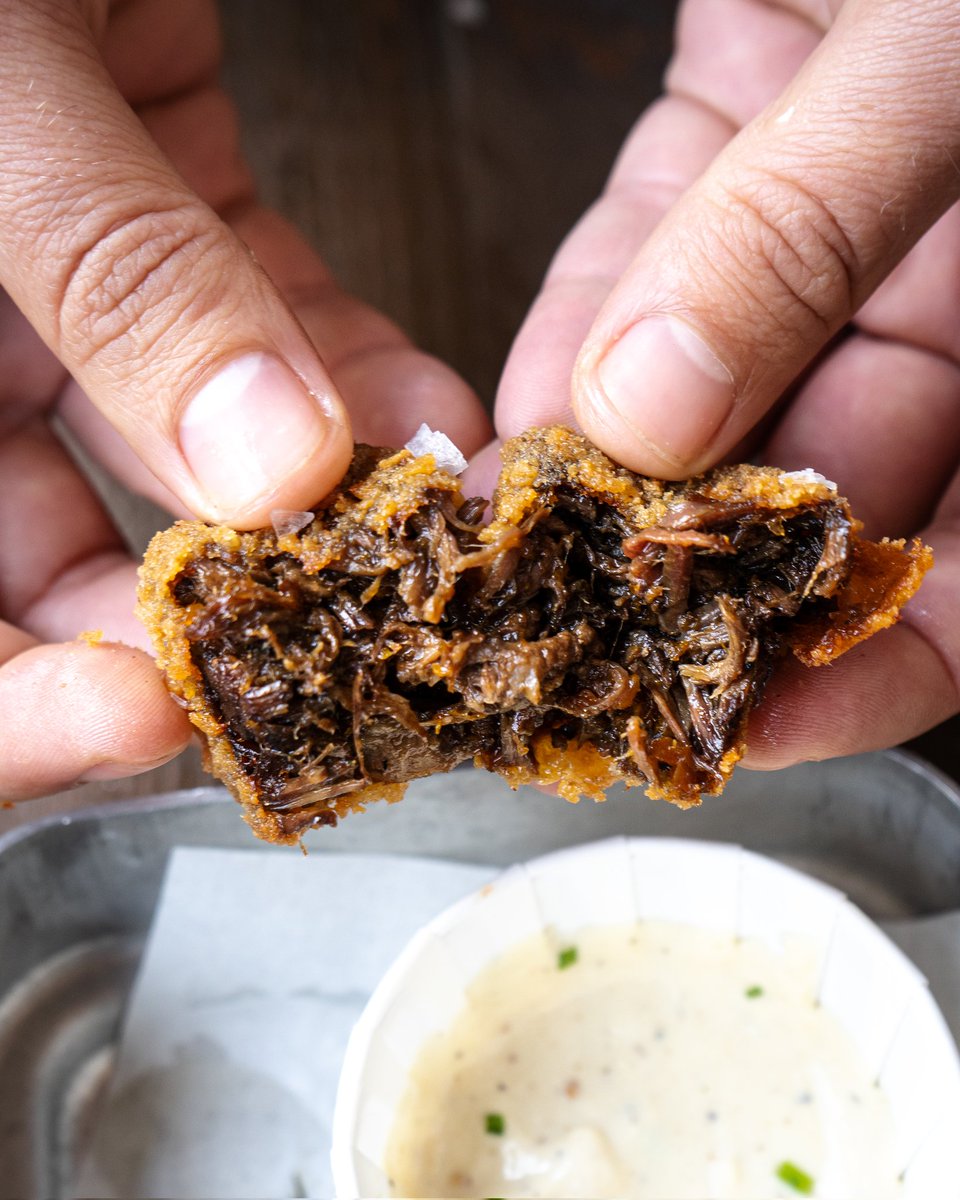 BEEF SHIN NUGGETS 👌

Extra crispy on the outside, melt in your mouth soft on the inside. 

Beef, red wine and spices create a harmony of flavours which is fully complemented by a gentle dip in our signature shallot mayo.