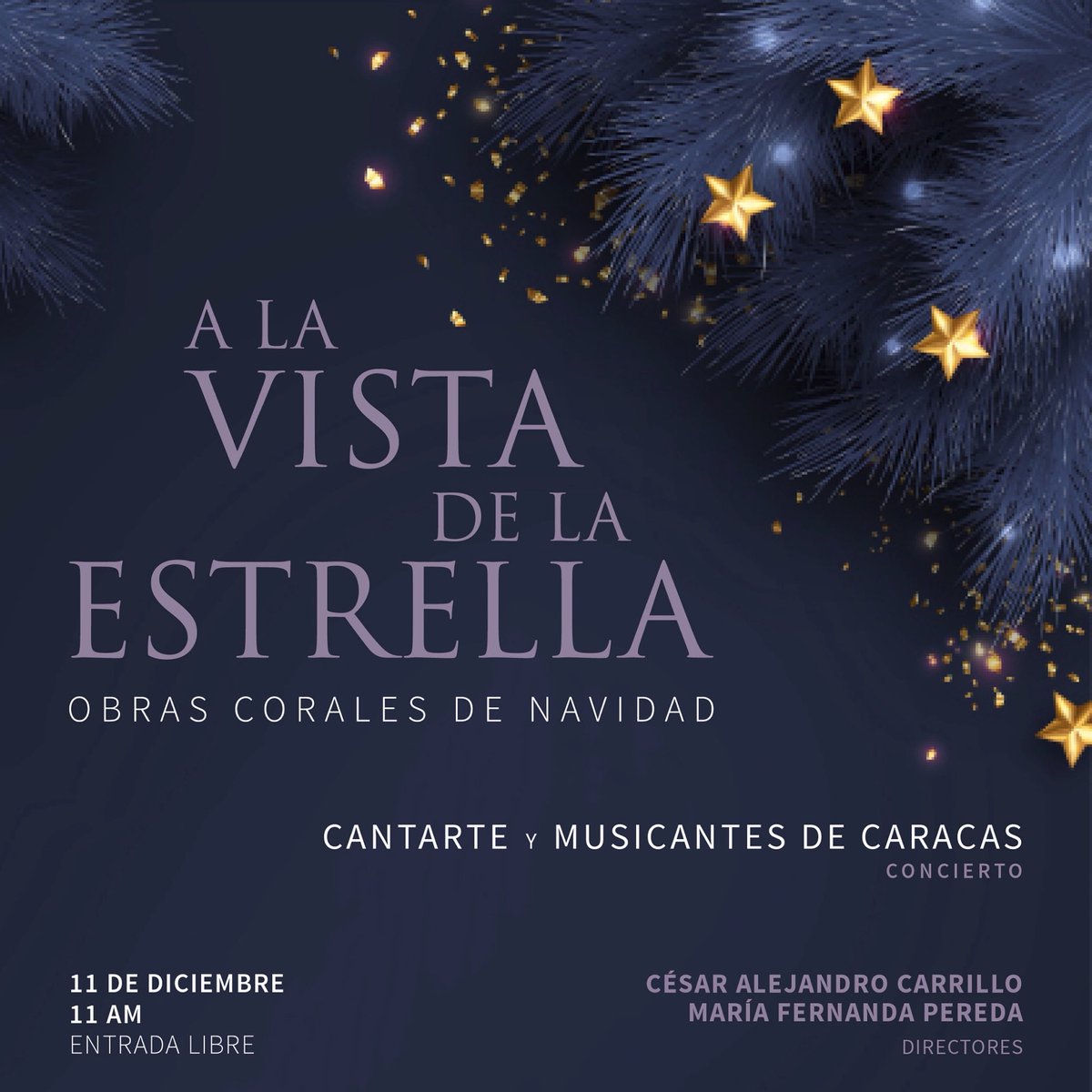 C A N T A R T E (@cantarte_cc) on Twitter photo #CONCIERTO A la vista de la estrella, (obras corales de Navidad):
Cantarte, dirigido por César Alejandro Carrillo <a href="/musicarrillo/">César Alejandro Carrillo</a> y Musicantes de Caracas, dirigido por María Fernanda Pereda.
Escuela de Enfermería UCV, Urb. Sebucán, Caracas, 11 am
#alavistadelaestrella #cantarte #CONCIERTO A la vista de la estrella, (obras corales de Navidad):
Cantarte, dirigido por César Alejandro Carrillo <a href="/musicarrillo/">César Alejandro Carrillo</a> y Musicantes de Caracas, dirigido por María Fernanda Pereda.
Escuela de Enfermería UCV, Urb. Sebucán, Caracas, 11 am
#alavistadelaestrella #cantarte