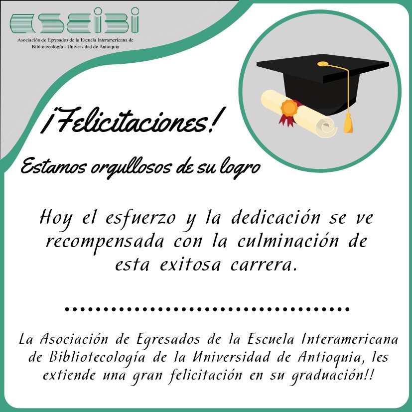 ASEIBI's tweet photo. @ASEIBI hace un grato reconocimiento a los nuevos profesionales de la información egresados de la @EIBUdeA Graduados en ceremonia realizada el 10 de diciembre de 2021.
Auguramos muchos éxitos en esta nueva etapa como profesionales!! https://t.co/WAdg3A7EXu