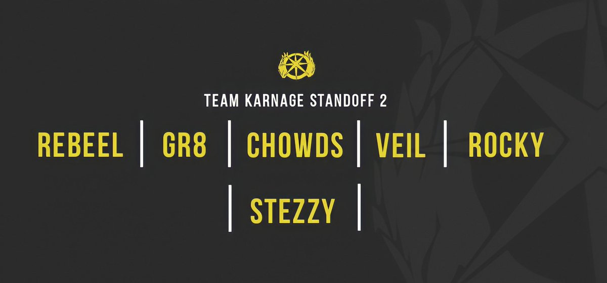 karnage_so2's tweet photo. Hi guys.
Let's welcome our new players who will compete for the 1st place at UMESA Europe.

- Rocky
- rebeel
- gr8
- Veil
- Chowds
- Stezzy https://t.co/uptSPStvFj