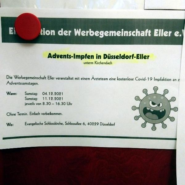 taltalim_tali's tweet photo. 'Advents'-Impfen in #Düsseldorf
#Eller, Schlossallee 6
Sa 11.12.
8:30 - 16:00
#Urdenbach, Angerstr. 77
Sa 11., So 12.12.
Fr 17., Sa 18., So 19.12
jeweils 9:00-18:00 https://t.co/oVfIfESofk