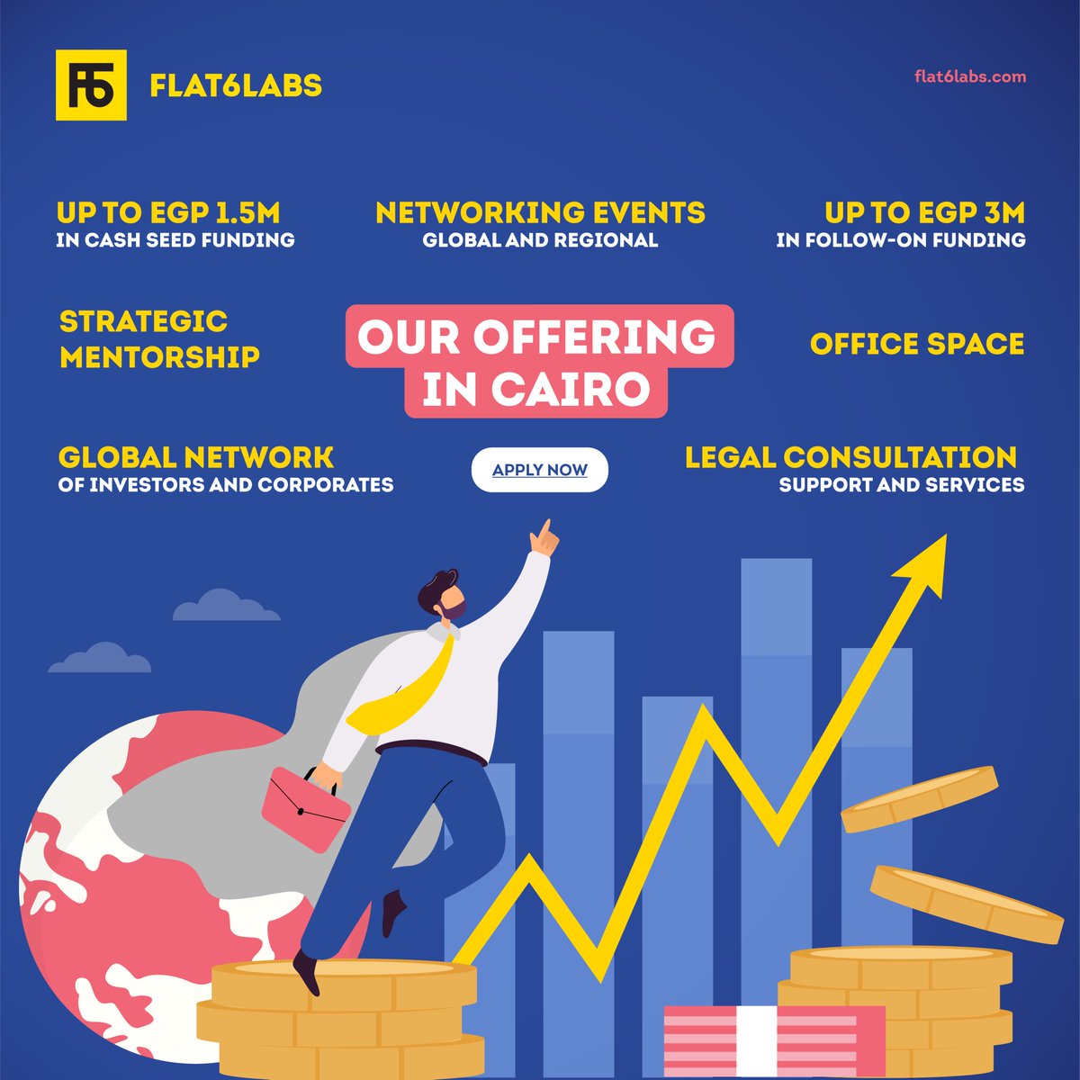 Looking to scale your startup in the fastest growing startup ecosystem in the region?

Join our Cairo Seed Program &amp; get up-to EGP 1.5M in cash seed funding and a chance to get follow-on funding worth up-to EGP 3M 💰

Apply today!👉 f6l.co/3nXMcs1

#Flat6Labs #startups