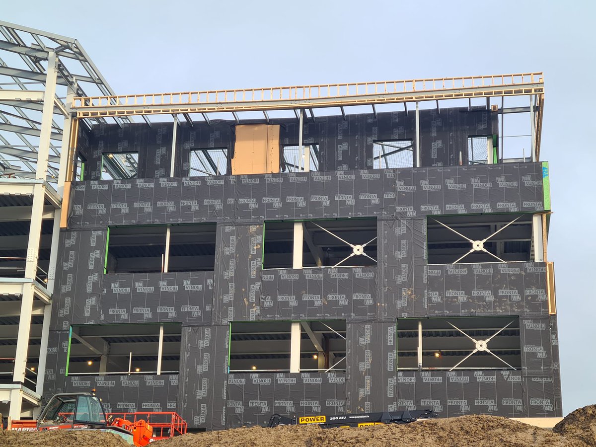 ecologicalbuild's tweet photo. Great seeing such progress on Ireland's 1st #passivhaus office  @__MosArt__ Our technical team providing support on site. #Cellulose filled #Timberframe @PYCgroup &amp; @proclima #SOLITEX external membranes &amp; internal #airtightness tapes &amp; seals #embodiedcarbon #offsiteconstruction https://t.co/gcWuzWIsTf