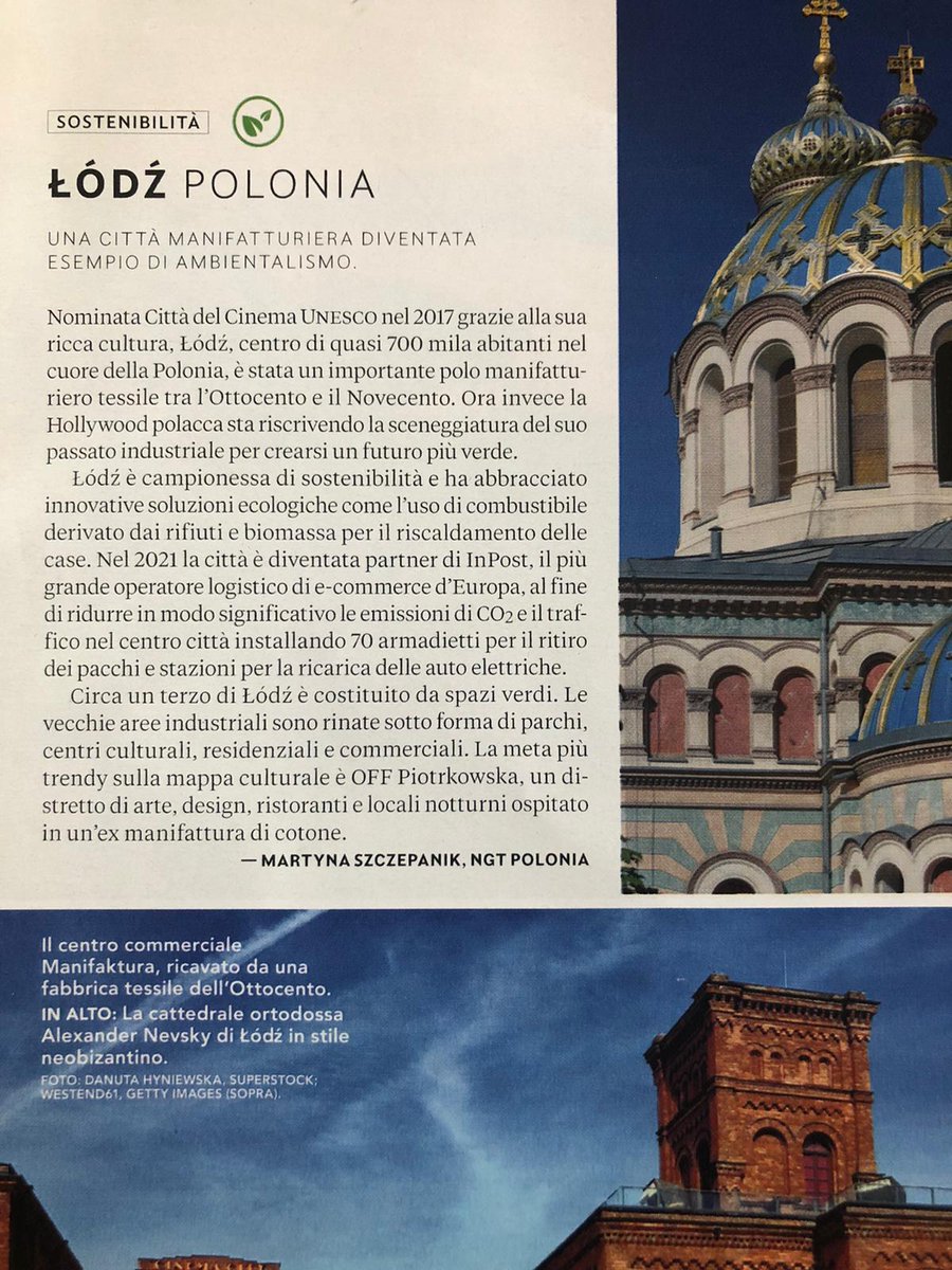 PLinItalia's tweet photo. La citta’ polacca #Łódź tra le 25 mete piu’ entusiasmanti del pianeta per il 2022 scelte dalle redazioni di National Geographic Traveler! Scopri la magia della @Miasto_Lodz ❤🌎✈️#visitpoland @Poland @pot_gov_pl @lodzkiePL @poloniaturismo @Anna_M_Anders @PLinMilano @PLInst_Roma https://t.co/IpXpxLGpkQ
