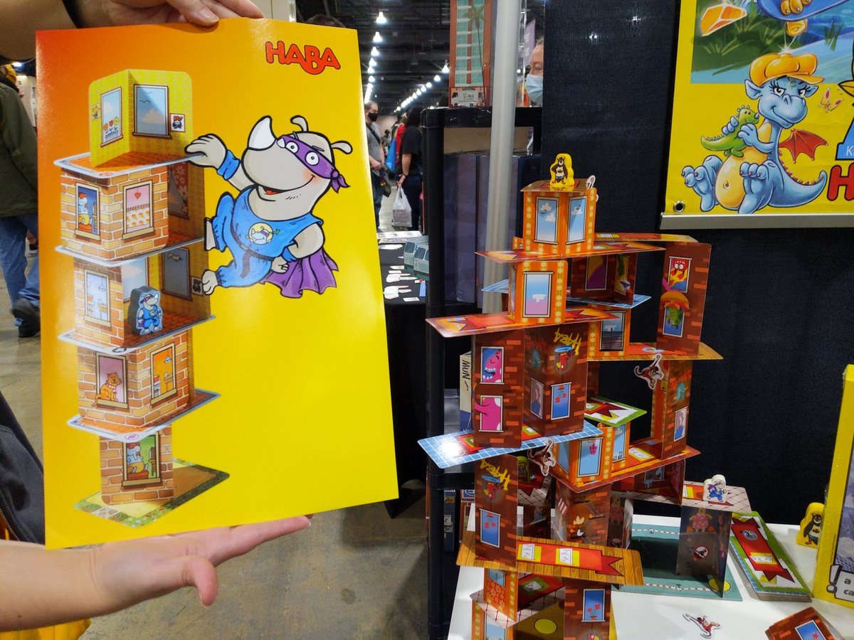 Until supplies last! Rhino Hero poster with any Rhino Hero game purchase at HABA Booth 2633 #PAXUnplugged