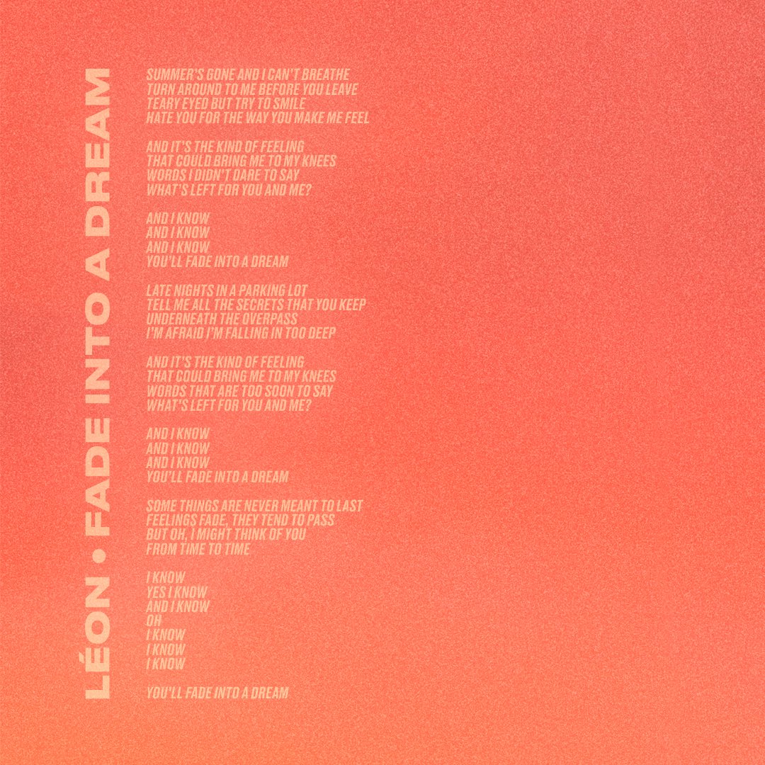 I’m so grateful for all the support you’ve shown Fade Into A Dream this first week. I’m working on something very special for all of you coming soon. Here are the lyrics until then 🌸🌹 leon.lnk.to/FadeintoADream