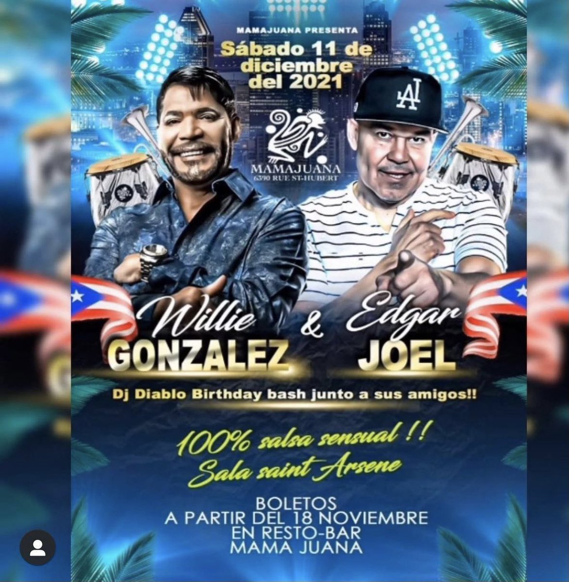 Esta noche en Montreal en el Salsa Saint Arsense con mi hermano @edgarjoelii para cantarles todos nuestros éxitos. Los esperamos…<a href="/WGsalsa/">W͓̽i͓̽l͓̽l͓̽i͓̽e͓̽ G͓̽o͓̽n͓̽z͓̽ál͓̽e͓̽z͓̽</a>