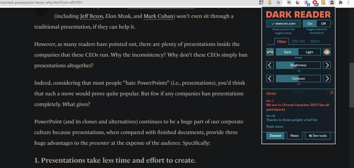 Julian0Soci0's tweet image. Finally a worthy plug-in/add-on for my browser. :) Eyes are happy. 
#DarkReader