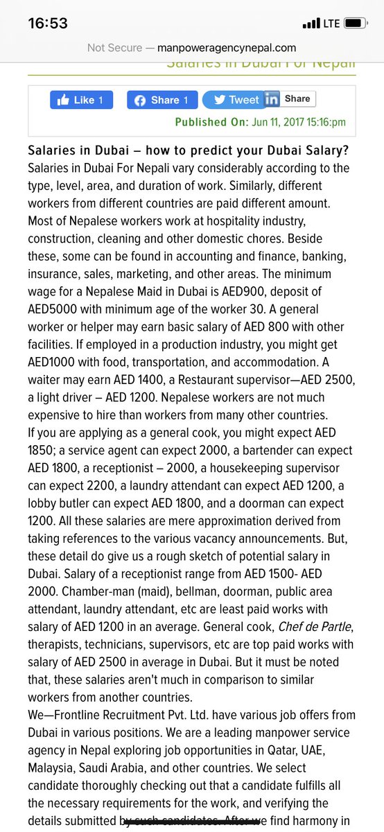 Heel goed, bijna €35. Waanzin. Bijgevoegd wat gastarbeiders uit bijvoorbeeld Nepal hier verdienen…