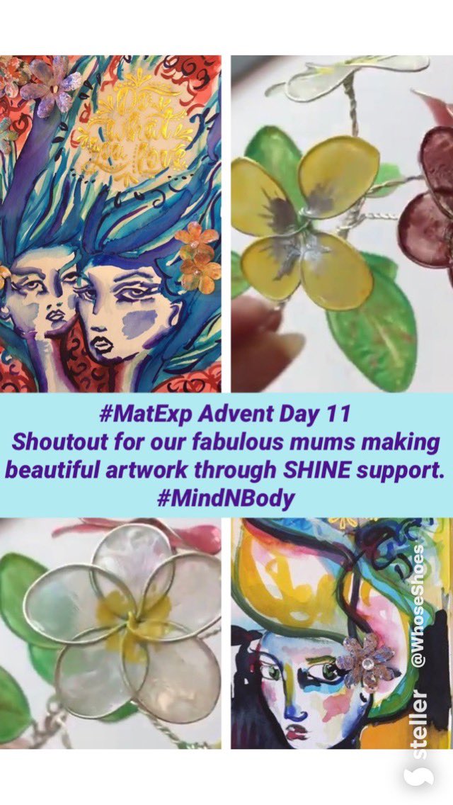 One of my favourites! Re-visiting Day 11 of our 2019 #MatExp #MindNBody advent series. Using creativity and crafts to help people with #MentalHealth/#PerinatalMentalHealth challenges – relaxing and chatting together as they create something wonderful with fab <a href="/ShinePNDsupport/">Shine PND Support</a>!
