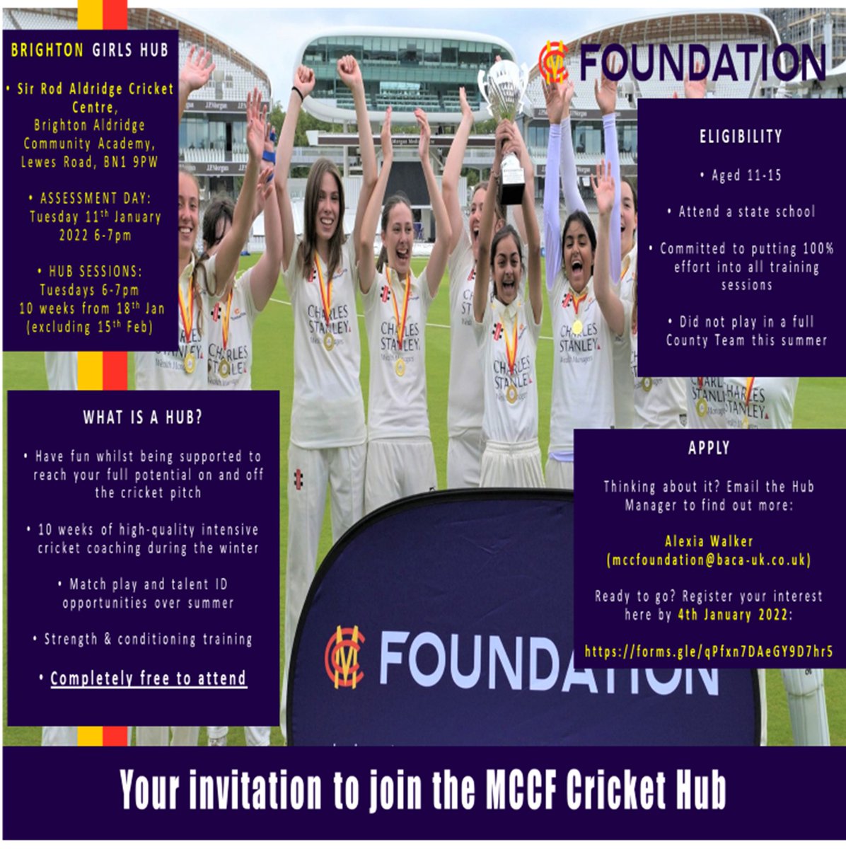 MCCFBrightonHub's tweet photo. We are back! Applications for the MCCF Brighton Hub are now open. See information on these images. Link to application in our profile. Bring on 2022! https://t.co/7p5DDz5ApQ