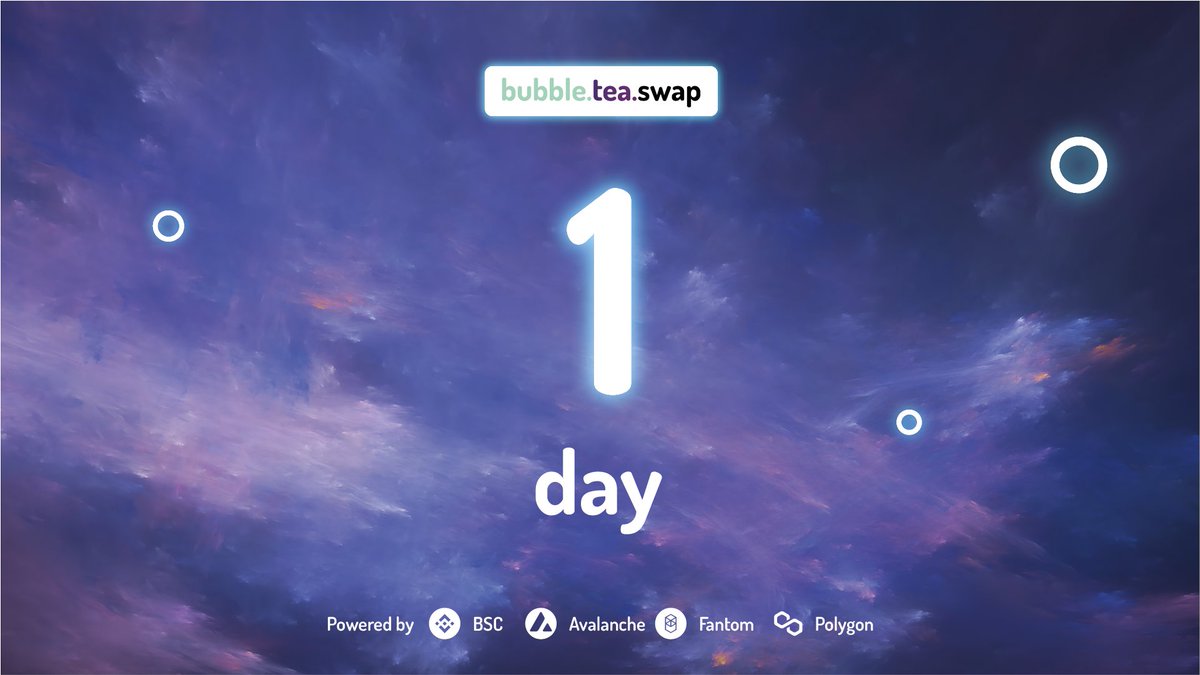 bubbleteaswap's tweet photo. The final countdown has begun! 🤩🧋

🚀Only 24 hours left until our first, #Polygon launch starts. 
💸 #AVAX presale will start at the same time, don't miss out!

To celebrate our first launch, we will start our second airdrop for #Avalanche when the farming begins.

#Launching https://t.co/VD4SMwq57I