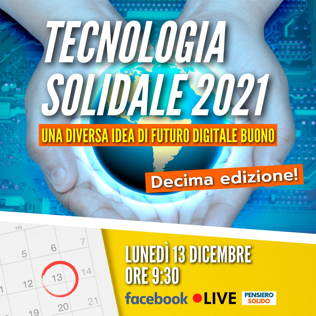 antoniopalmieri's tweet photo. Non perderti la decima edizione di Tecnologia solidale: 15 dialoghi su una diversa idea di futuro digitale. https://t.co/TCrLz4Choi. Passa a trovarci lunedì 13 dicembre, dalle 9.30, sulla pagina Facebook di Pensiero Solido: https://t.co/tYML6nfMLk https://t.co/cuthpN02CZ