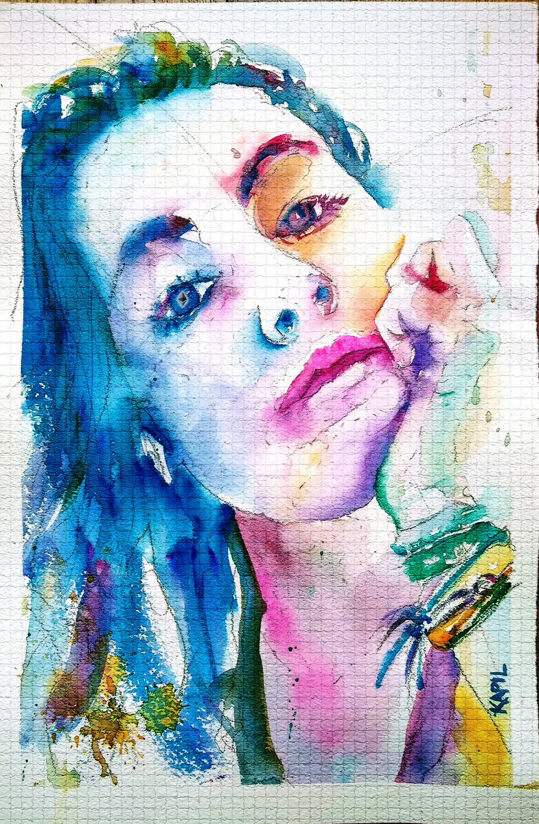 closingbalance's tweet photo. This is the fourth of my six limited editions.. Ether for your thoughts? #NFTartists #Watercolor #portraits 

In the metaverse - do we all still have our human curiosity ? 
https://t.co/g5UmKAnoBk @Openseanft https://t.co/iRWRkLrtrg
