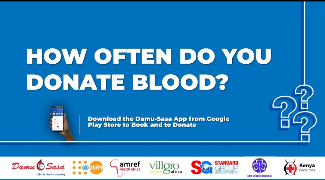 Be a champ!

Donate Leo book a donation date with Damu sasa app Save Lives, and how often do you donate blood?

We can 💪
