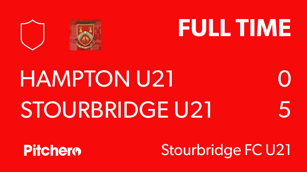 FULL TIME: Hampton U21 0 - 5 Stourbridge U21

Best performance so far this season with goals from Josh Dorkworth, Callum Winwood and a hat trick for Kamren Smith including a penalty
stourbridgefc.com/teams/252784/m…