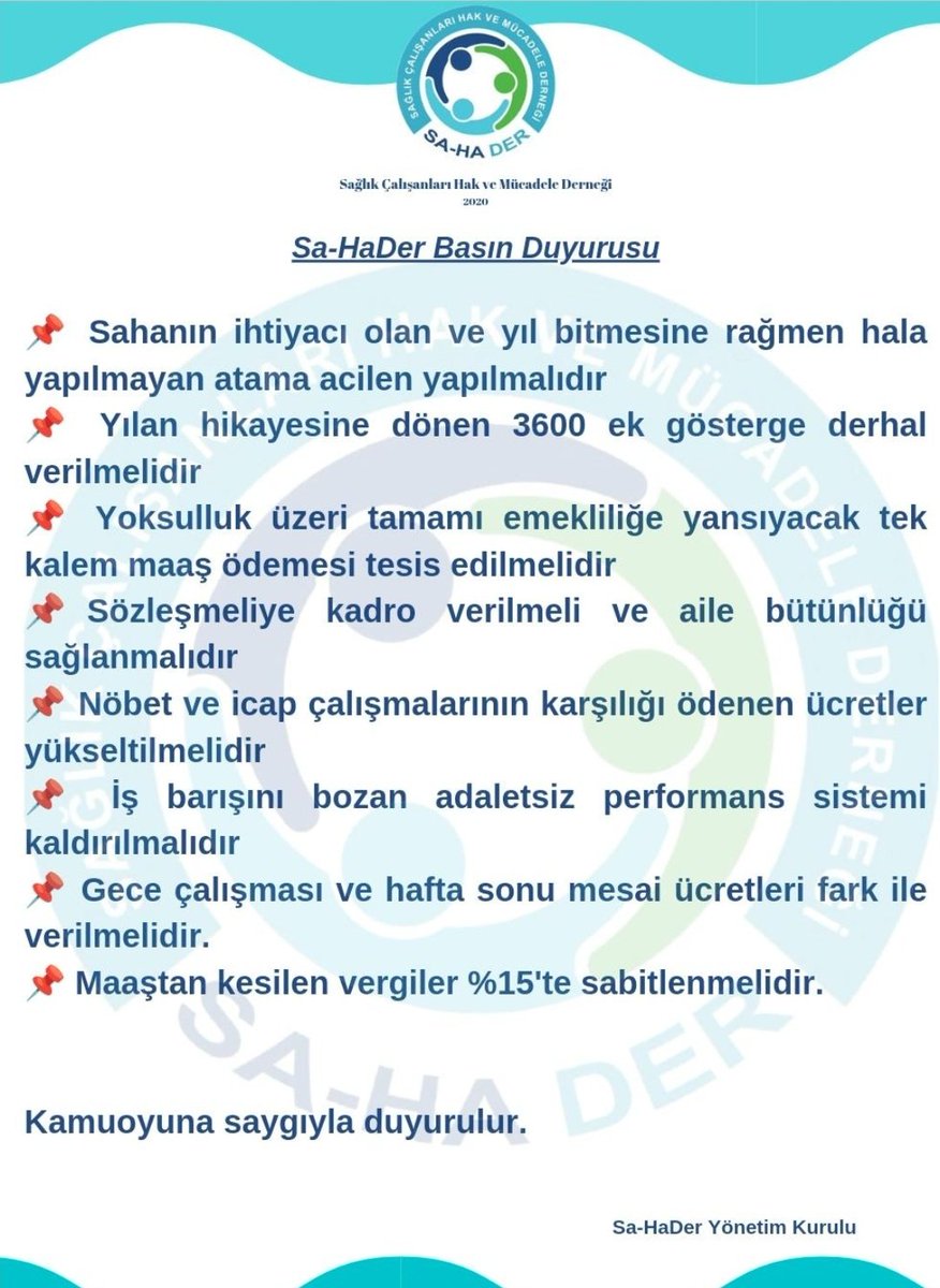 SaHaDernegi's tweet photo. TBMM de bugün görüşülen sağlık bakanlığı bütçe görüşmesi devam ederken pandemi ile mücadelesi azalmadan devam eden sağlık çalışanlarının sıkıntılarına henüz çözüm gelmedi!
@drfahrettinkoca @NureddinNebati
@TBMMresmi @iyiparti
@herkesicinCHP @Akparti
#BütçedenSağlığaNetAçıklama https://t.co/63j91MS7PT