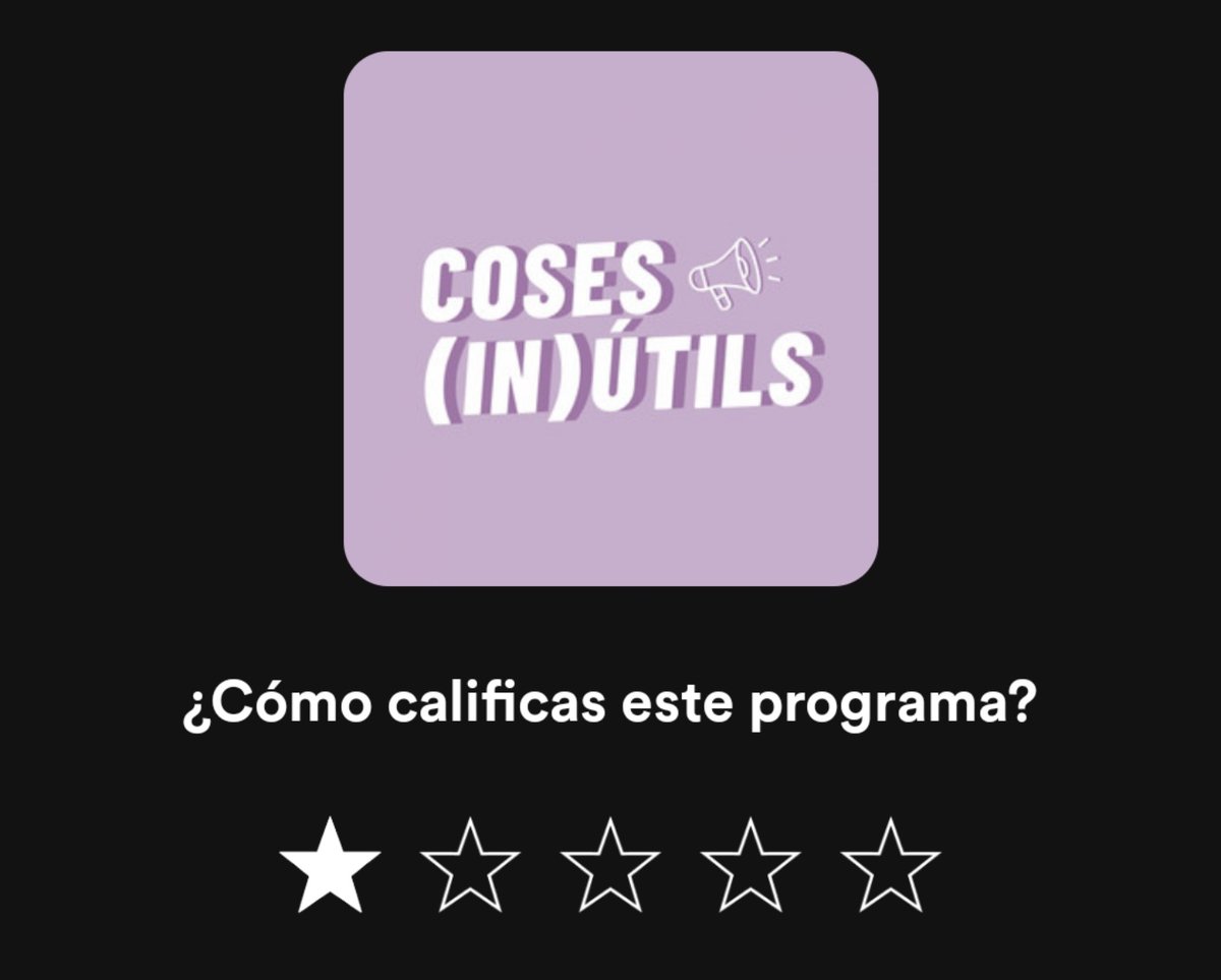EspectroEstudio's tweet photo. Nos acabamos de enterar que en Spotify puedes calificar a los podcasts... En fin. https://t.co/IFnqrfZFni