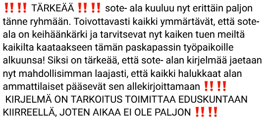 OssiTiihonen's tweet photo. SoTe-ammattilaiset ja HUOM, myös tukijat, tästä allekirjoittamaan:
https://t.co/cG4fDf5OWx https://t.co/XjVuy2yhOI
