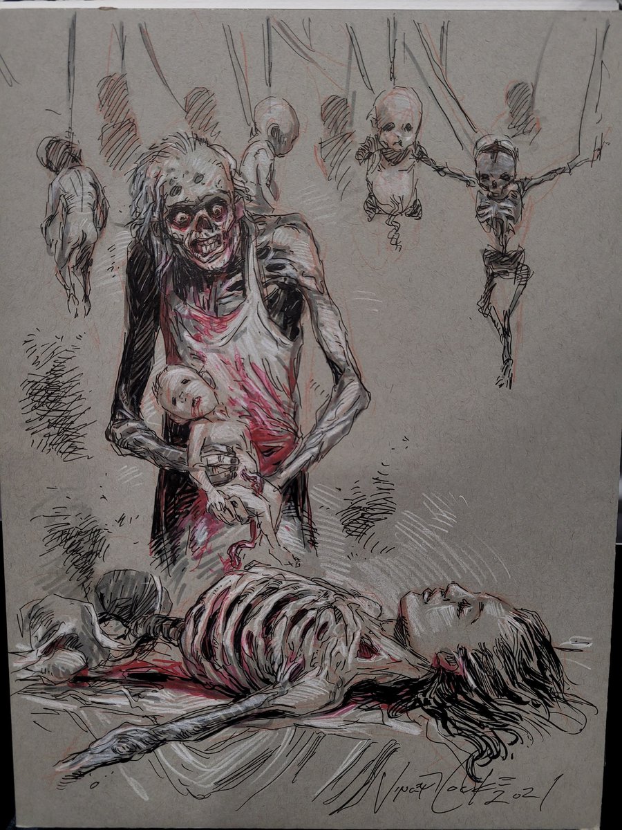 Vincelocke's tweet photo. My first commission from yesterday.
.
.
.
#c2e22021 #sketch #butcheredatbirth #zombies #CannibalCorpse https://t.co/QKQWI4wBTU