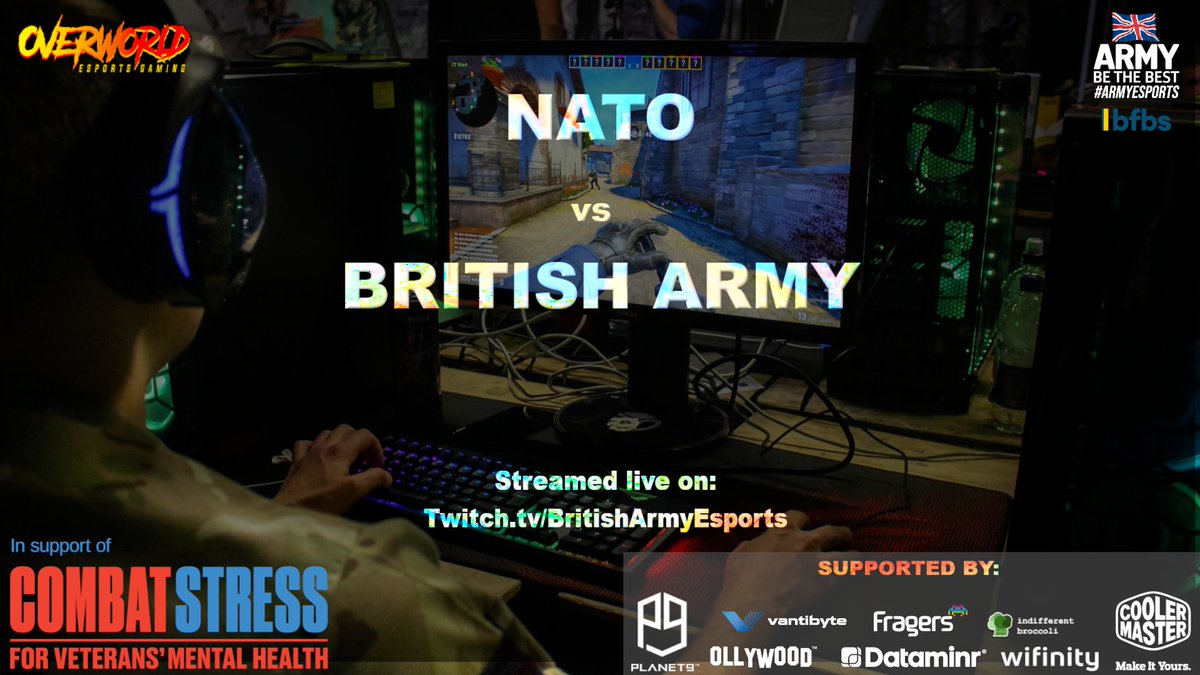 BritArmyesports's tweet photo. Heroes Cup 2021 Showmatch!

NATO vs British Army

Join us live at 1400 (GMT) where our teams in @CSGO, @RocketLeague &amp; @LeagueOfLegends take on NATO forces. 

Twitch #Giveaways  / #Vanguard keys:
🔹Like, Follow &amp; Retweet 
🔹Tag 2 Friends 
🔗Join https://t.co/VvUgrYnYaN https://t.co/dZJ7rep7O4