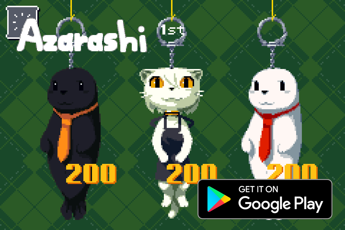StudioPixelJP's tweet photo. 落下する３つのキーホルダーをダーツで救うゲーム 「あざらし」が Android で遊べるようになりました🥳
https://t.co/Dd4ldeOgEc
移植してくださったAlulaさん(@alulauwu)
公開担当いただいたXyssponさん(@Xysspon)
ありがとうございます��‍♂️ https://t.co/8MbBkWjtFL