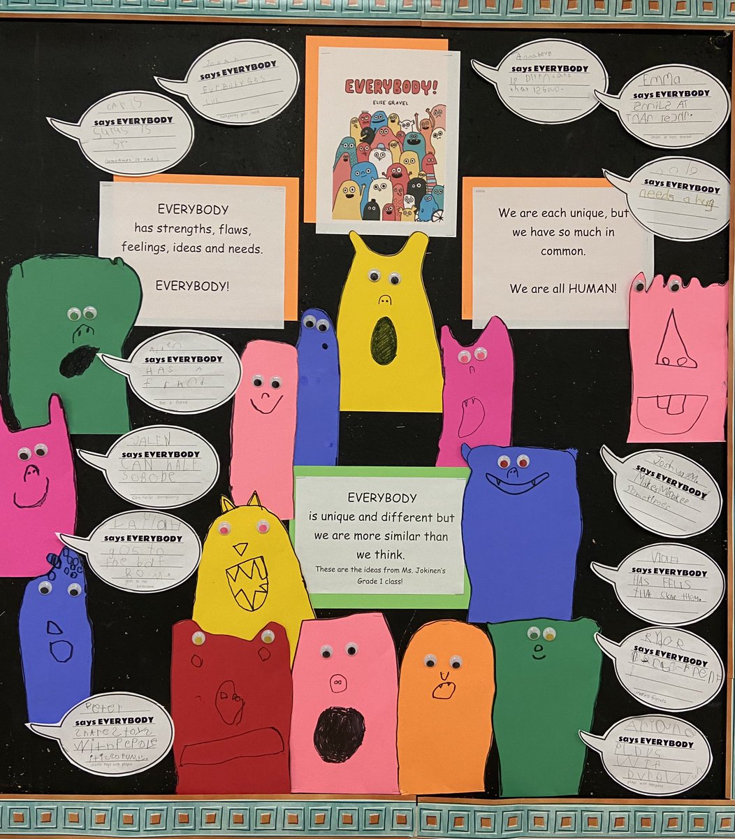 nmjokinen's tweet photo. Ms.Jokinen’s Grade 1 learners @MapleGrovePS continue to learn about being inclusive. “Everybody” has something to offer! #studentvoice @SCDSB_Schools @SCDSBLiteracy @mmcknight107 https://t.co/y5pmcueJod