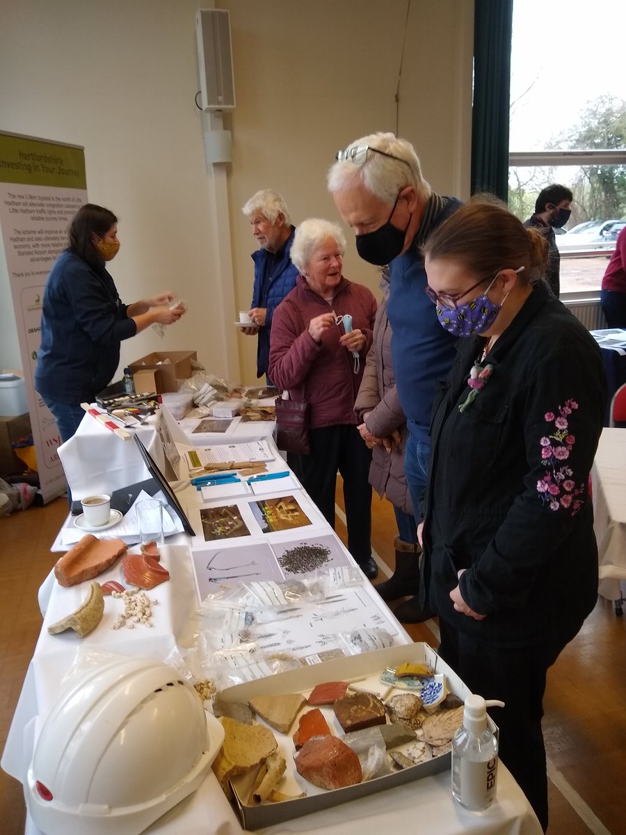CotswoldArch's tweet photo. Lots of interest in the archaeology we found as part of the A120 Bypass &amp; Flood Alleviation Scheme, Herts. It's fantastic to share our findings with so many at Little Hadham Village Hall! #A120 #LittleHadham https://t.co/ckuVt4KxaB