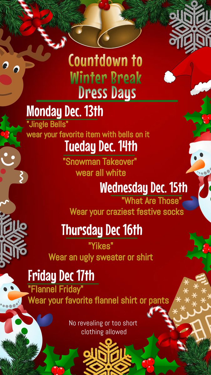 HustlinTigers's tweet photo. We’re celebrating all week long with our Countdown to Winter Break! ❄️☃️🎄 https://t.co/yEAYVCuXXY