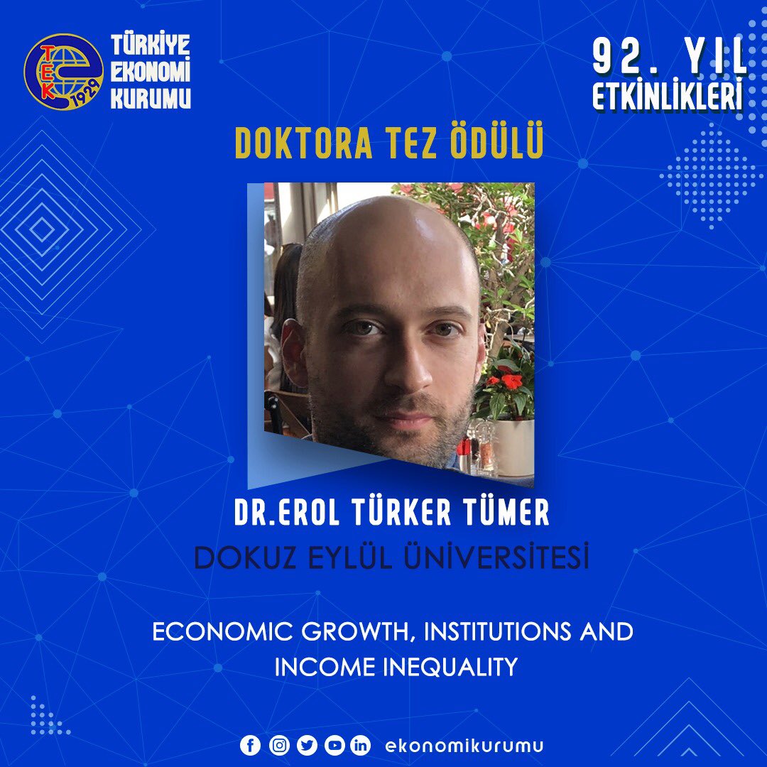 Türkiye Ekonomi Kurumu’nun kuruluş yıl dönümüne ilişkin düzenlenen 92. Yıl Etkinlikleri programında 2021 yılı Doktora Tez Ödülleri açıklandı.