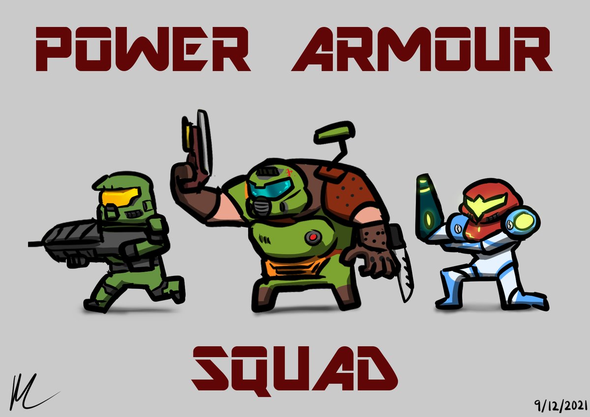 vencion_maruku's tweet image. POWER ARMOUR SQUAD
featuring
Master Chief from Halo
Doom Slayer from Doom Eternal
and Samus Aran from Metroid Dread!!!
Just a lil doodle that turned into a nice project. Hope you guys like it!