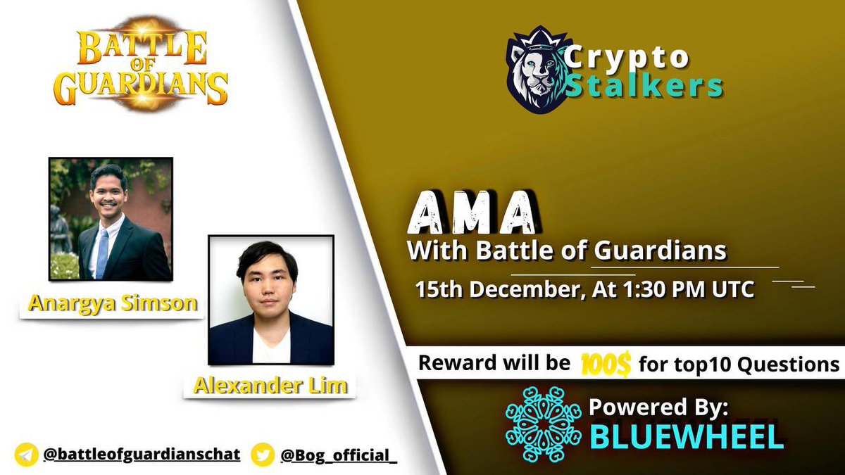 Zain_Onchain's tweet photo. 📢 We're thrilled to announce #AMA with @BOG_Official_ on 15th dec at 1:30 PM UTC
Powered by:@BluewheelC 
💰 Reward: 100$
📍 Venue: https://t.co/4koyOUE3q5
〽️ Rules:
✅ Follow @StalkersCrypto &amp; @BOG_Official_ @BluewheelC 
✅ Like&amp;RT
✅ Comment Questions &amp; Tag 3 Friends with BEP20 https://t.co/lTexlGA6v4