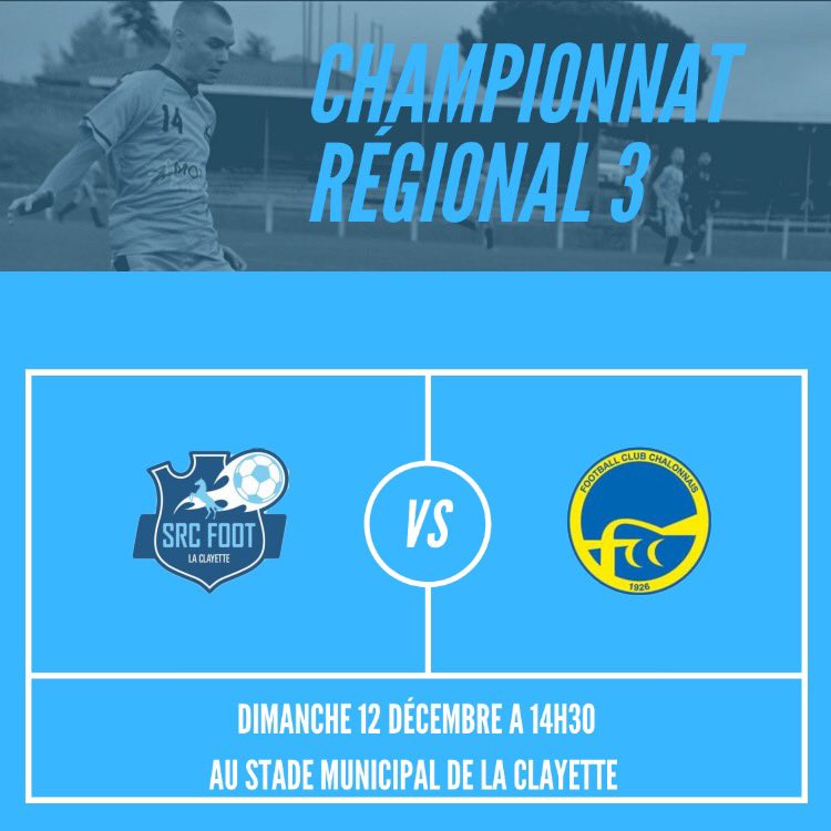 src_foot's tweet image. Dernier match à domicile en 2021 pour nos Clayettois !!! ⚽🎅

Seule équipe à jouer ce week-end, notre équipe fanion recevra la réserve du FC Chalon ce dimanche et essaiera de réitérer la belle performance du précédent week-end ! 

On vous attend nombreux demain au stade 🏟