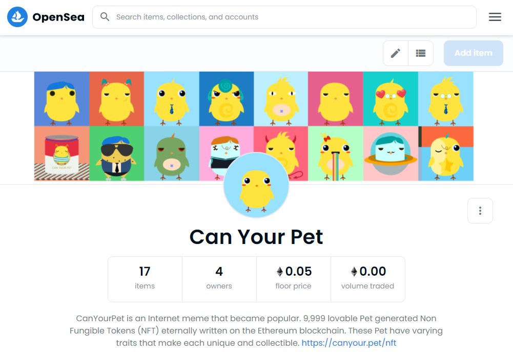 canyourpet's tweet photo. 🐣 CanYourPet NFT starts Public sale,
also appeared in OpenSea
let's go take a look!
https://t.co/uHshoHAykz

#NFT #NFTCommunity #NFTCollector https://t.co/lGe6AAnJ0i
