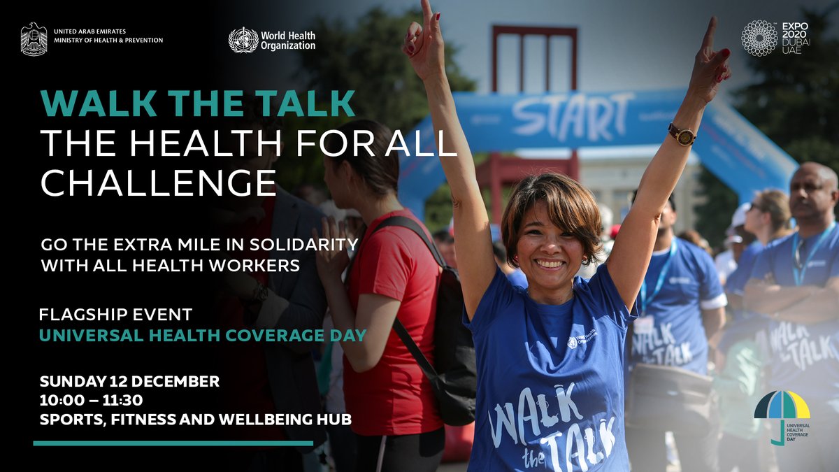 CSOs4UHC's tweet photo. Happy #UHCDay 🎉 ! Are you participating in the global @WHO @expo2020dubai Walk the Talk event? 👣
📱 Sign up with Steppi
💪 Join the "Health For All" Challenge
⏰ Track activity time + steps 
🗣 Share your activity using #UHCDay 
 
https://t.co/ckuHcVJWUa https://t.co/yOhp9WgZHW