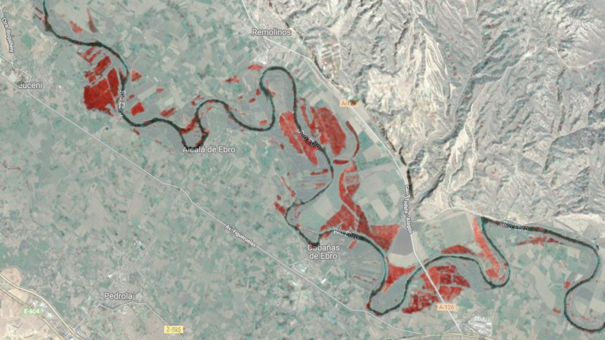 para terminar el hilo una imagen compuesta por la zona antes de ser inundada (28/11/2021) y tras la inundación (10/12/2021), en rojo zonas inundadas, negro agua antes y después. @sentinel_hub @RUS_Copernicus @digimaps