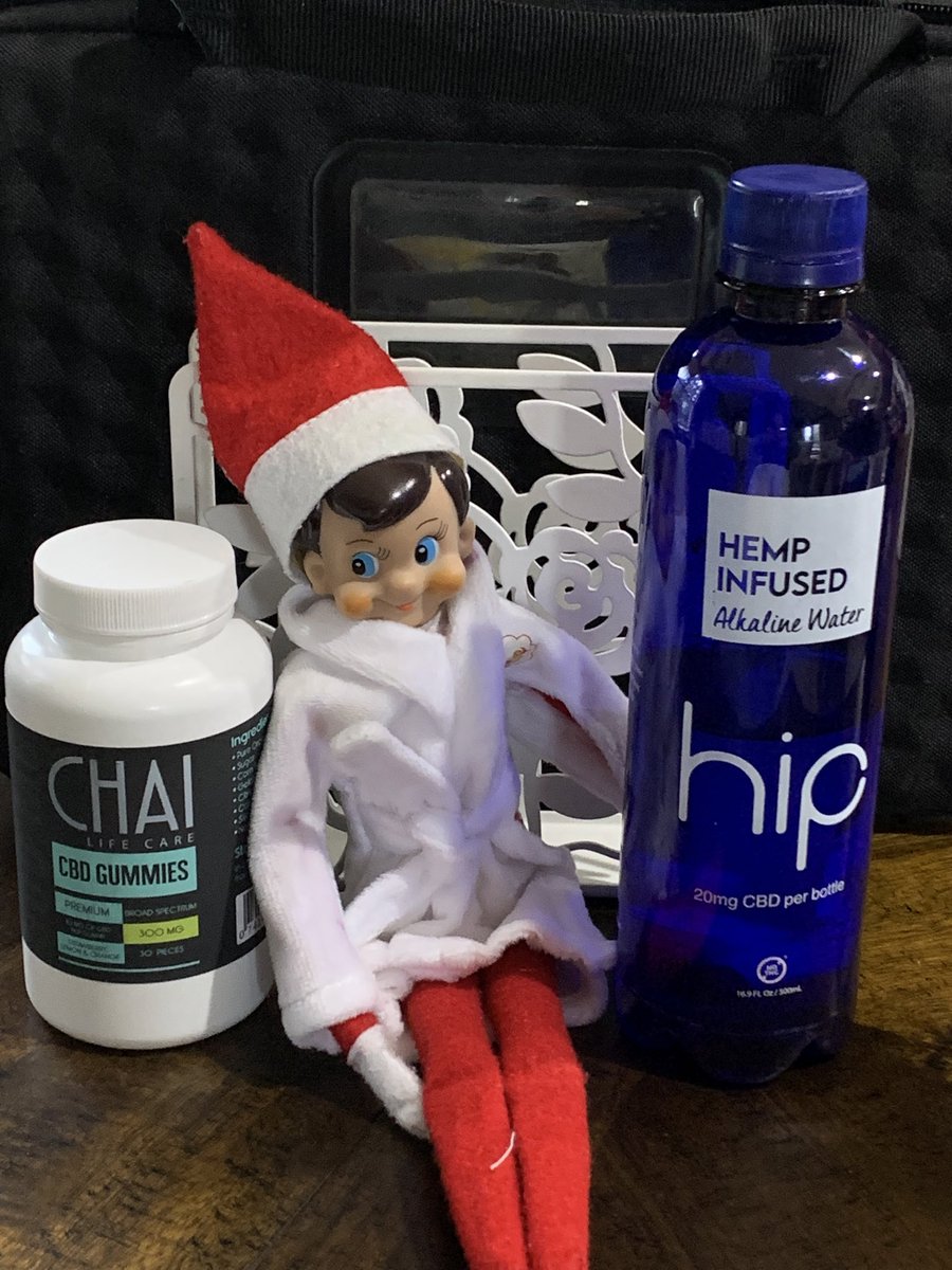 traderStiles's tweet photo. Apparently our Elf likes the Hemp water $CATV and CBD gummies.  This is how we found him this morning https://t.co/Mrra44PwtO
