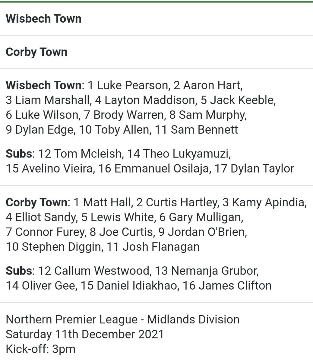 corbytownfc's tweet photo. Your two sides for today's @PitchingIn_ @NorthernPremLge clash with @wisbechtownfc
#WeAreCorby #MonTheSteelmen https://t.co/j9sBuMekeH