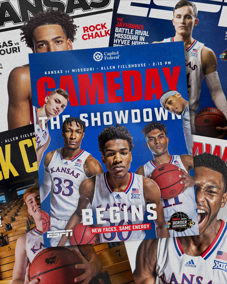 KUHoops's tweet image. Today’s the day 👊

👉 @HyVee Hoops Border Showdown
📍 Allen Fieldhouse
⏰ 2:15 pm CT
📺 ESPN