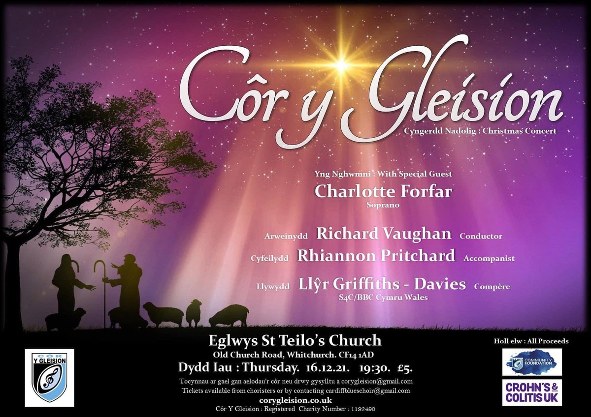 CorYGleision's tweet photo. Dewch yn llu. We’re back. 🌲🎶
Dydd lau : Thursday 16.12.21. 19:30. £5.

Eglwys St Teilo's Church
Old Church Road, Whitchurch. CF4 1AD

Tocynnau ar gael gan aelodau'r côr neu drwy gysylltu â/
Tickets available from choristers or by contacting: corygleision@gmail.com https://t.co/sdgUEi6EUF