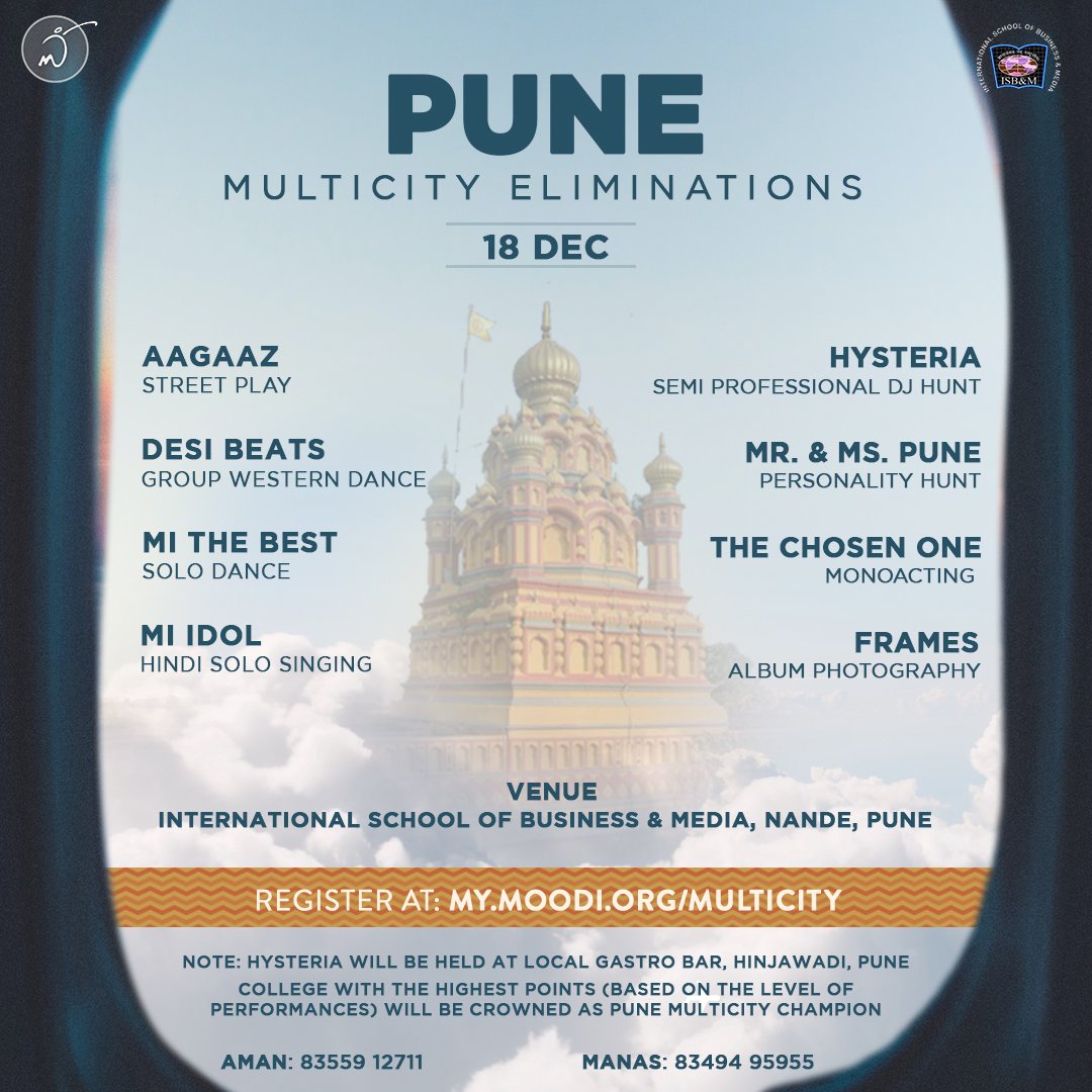 iitb_moodi's tweet photo. Good evening passengers, we now move on to the 2nd episode of nationwide Multicity Eliminations. We expect to land in ๐ฃ๐๐ป๐ฒ on 18 December. We also bring to you Hysteria, War of the DJ's!
Register on https://t.co/AofrN0jXVm
#moodindigo #mi2021 #multicity #warofdjs #iitbombay https://t.co/LNTvJ321yP
